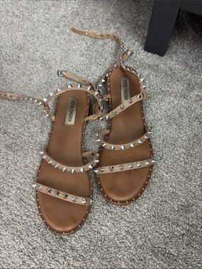 Steve Madden Tan Studded Leather Strappy Sandals